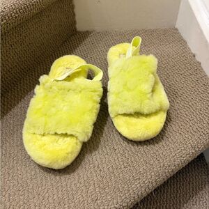 UGG Fluffy Neon Yellow Sandals